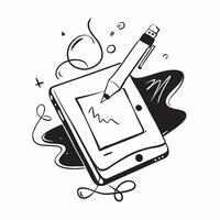 Tablet and Pen with Creative Freedom text isolated on white background concept as Camera movement Focus on the tablet and pen emphasizing creative freedom in design Scene Sleek an pure Set 2 vector
