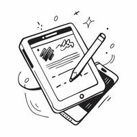 Tablet and Pen with Remote Work Text concept as A tablet and pen with Remote Work text on a white background highlighting the combination of digital and manual tools in remote work pure Set 4 vector