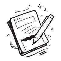 Tablet and Stylus Isolated concept as An isolated image of a tablet and stylus symbolizing digital note taking in online education The elements are presented on a wh pure Set 2 vector