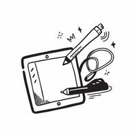 Tablet and Stylus with Creative Design text isolated on white background concept as Camera movement Zoom into the tablet and stylus focusing on the creative aspect of design Scene pure Set 2 vector