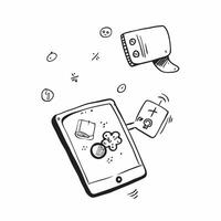 Tablet with holographic medical icons and copy space for Sharad Purnima concept as Camera movement Pan across the tablet with glowing holographic medical icons Scene Isolated whit pure vector