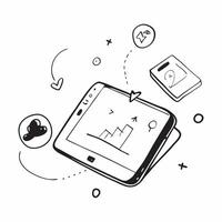 Tablet with Holographic Home Office Icon and Calendar Icon concept as A photo featuring a tablet with a glossy glowing holographic home office icon and calendar icon The objects a pure Set 27 vector