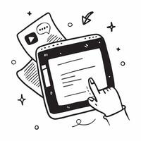 Tablet with holographic news app and Stay Informed text with copy space concept as Camera movement Pan across the tablet screen displaying a holographic news app Scene Home office pure vector