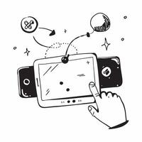 Tablet with holographic screen sharing icons and copy space isolated on white balance concept as Camera movement Focus on the tablet screen displaying glowing holographic screen sh pure vector