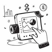 Tablet with holographic stock market data and Invest Smart text with copy space concept as Camera movement Pan across the tablet screen displaying holographic stock market data Sc pure Set 2 vector