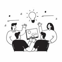 Team candidly brainstorming new product ideas in an open office space concept as A candid shot of a team brainstorming new product ideas in an open office space The camera capture pure vector