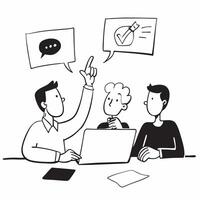 Team leader giving instructions during an informal brainstorming session concept as A candid moment of a team leader giving instructions during an informal brainstorming session T pure vector