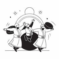 Turkish dancers in traditional attire with glossy backdrop for 29 Ekim concept as Camera movement Pan across the dancers in traditional attire with a glossy backdrop Scene Cultura pure Set 2 vector