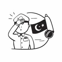Turkish soldier saluting with glossy flag background for 29 Ekim concept as Camera movement Zoom into the soldiers salute with a glossy Turkish flag waving in the background Scene pure vector