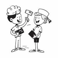 Two Decorators with Paint Rollers and Color Swatches concept as Two decorators holding paint rollers and color swatches set against a clean background offering ample space for text pure vector