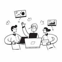Two Financial Advisors with Laptops and Charts concept as Two financial advisors using laptops with charts set against a clean background offering ample space for text or graphics pure vector