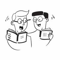 Two Librarians with Books and Reading Glasses concept as Two librarians holding books and wearing reading glasses set against a clean background offering ample space for text or gr pure Set 2 vector