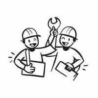 Two Mechanics with Wrenches and Toolboxes concept as Two mechanics holding wrenches and toolboxes set against a clean background offering ample space for text or graphics symbolizi pure Set 2 vector