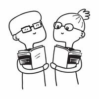 Two Librarians with Books and Reading Glasses concept as Two librarians holding books and wearing reading glasses set against a clean background offering ample space for text or gr pure Set 3 vector