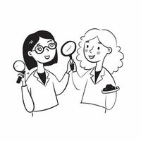 Two Makeup Artists with Kits and Mirrors concept as Two makeup artists holding kits and mirrors set against a clean background offering ample space for text or graphics symbolizing pure Set 4 vector