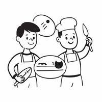 Two Painters with Paintbrushes and Color Palettes concept as Two painters holding paintbrushes and color palettes set against a clean background offering ample space for text or gr pure Set 2 vector