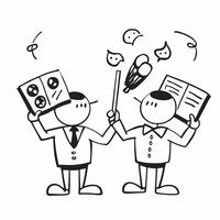 Two Painters with Paintbrushes and Color Palettes concept as Two painters holding paintbrushes and color palettes set against a clean background offering ample space for text or gr pure vector