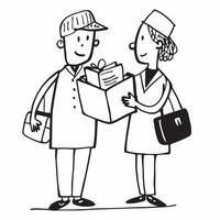 Two Travel Agents with Suitcases and Maps concept as Two travel agents holding suitcases and maps set against a clean background offering ample space for text or graphics symbolizi pure Set 4 vector