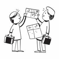 Two Travel Agents with Suitcases and Maps concept as Two travel agents holding suitcases and maps set against a clean background offering ample space for text or graphics symbolizi pure vector