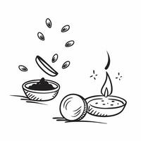 of diyas and coins with Dhanteras text isolated on white background concept as Camera movement Pan across the diyas and coins Scene Isolated white background with ample cop pure vector