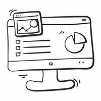 of isolated computer monitor and pie chart with the word Metrics concept as A design featuring a computer monitor displaying a pie chart with the word Metrics promine pure vector