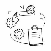 of isolated briefcase and gears with the word Strategy concept as A design showing a briefcase and gears with the word Strategy prominently displayed Isolated on a w pure vector