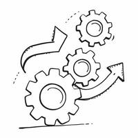 of isolated gears with the word Efficiency concept as A clean design of interlocking gears symbolizing efficiency in operational management The word Efficiency is pr pure vector