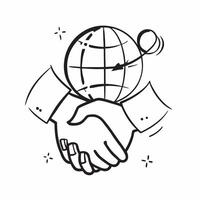 of isolated handshake and globe with the word Partnership concept as A design showing a handshake and a globe with the word Partnership prominently displayed The ele pure Set 2 vector
