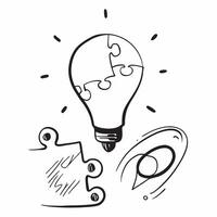 of isolated light bulb and puzzle pieces with the word Solution concept as A design featuring a light bulb and puzzle pieces with the word Solution prominently displa pure vector