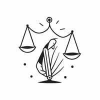 of isolated scales and balance with the word Justice concept as A design featuring scales and balance with the word Justice displayed above The elements are isolated pure vector