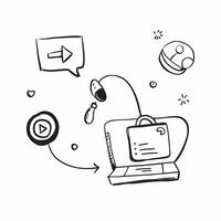 Virtual Meeting Icon Set concept as A set of minimalistic icons representing virtual meeting elements like a laptop and headset on a white background perfect for creating a cohesiv pure vector