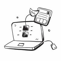 Virtual Meeting on Laptop with Abstract Screen concept as A laptop showing a virtual meeting with a glossy abstract screen highlighting remote work communication and technology Ca pure Set 3 vector