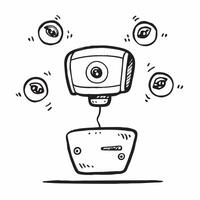 Webcam with Holographic Controls and Indicators concept as A photo showcasing a webcam with glowing holographic controls and indicators isolated on a white background with ample co pure vector