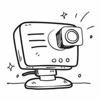 Webcam and Monitor concept as A modern webcam sitting atop a flat screen monitor representing the core tools of virtual meetings isolated on a white background to emphasize the cle vector