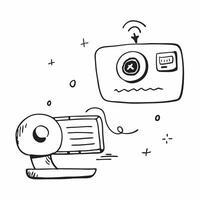 Webcam and Chat Bubble Isolated concept as An isolated featuring a webcam and chat bubble symbolizing virtual classrooms and online interactions The clean design on pure Set 2 vector