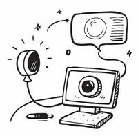 Webcam and Ring Light Isolated concept as A image featuring a webcam and a ring light isolated on a white background Perfect for depicting conferencing tools in a hom pure vector