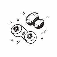 Wireless earbuds with holographic sound controls hovering concept as A pair of wireless earbuds rest on a white surface with holographic sound controls floating just above The sce pure vector