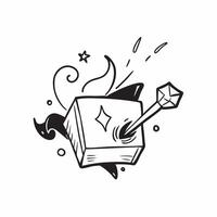 Witchs Grimoire and Broom with Wicked Text concept as An isolated featuring a witchs grimoire and broom with the word Wicked in a playful spooky font The elements are set a vector