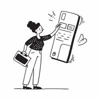 Woman Checking Account Balance concept as A woman checking her account balance using a mobile banking app set against a plain background with ample copy space in Photo Stock Conce pure Set 2 vector