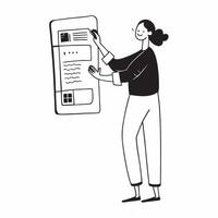 Woman Scanning QR Code on Phone concept as A woman scanning a QR code for mobile banking on her phone with a blank background offering space for additional content in Photo Stock pure Set 2 vector