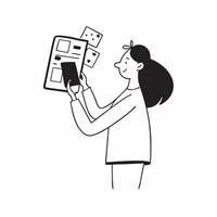 Woman Using Mobile Banking App at Home concept as A woman using a mobile banking app on her smartphone at home with a blank background offering space for additional text or design pure vector