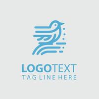 Feather Flow Line linear bird logo vector