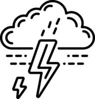 Lightning cloud icon in linear style vector