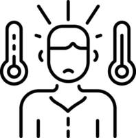 A character getting heat stroke, line style icon vector
