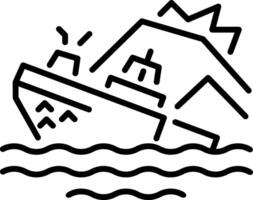 Ship wreck icon in linear style vector