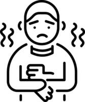 Shivering character icon in linear style vector