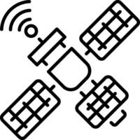 Artificial satellite icon in linear satellite vector