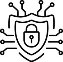 A line style icon of cyber shield vector