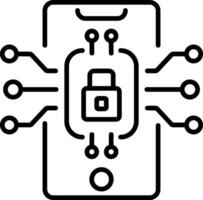 Mobile security icon in linear style vector