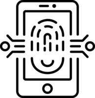 A line style icon of mobile biometric vector